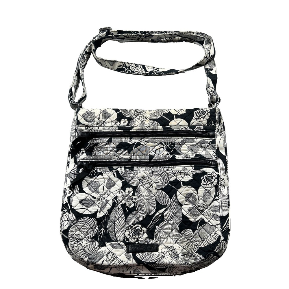 Vera Bradley Crossbody Bag Bedford Blooms Floral Quilted Black White